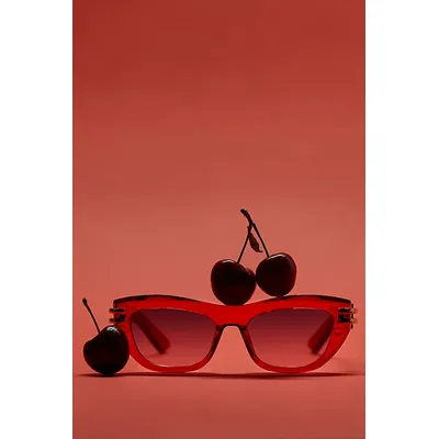 Bombshell Embellished Cat-Eye Sunglasses at Free People in Firecracker Red