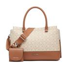 Calvin Klein Women Triple Satchel Bianca 3 Compartment Shoulder Bag, Vanilla/Khaki/Caramel, One Size