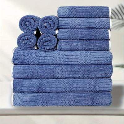 TEMU 12pcs Towel Set 4 Washcloths 4 Hand Towels 4 Bath Towels Absorbent Towel Image