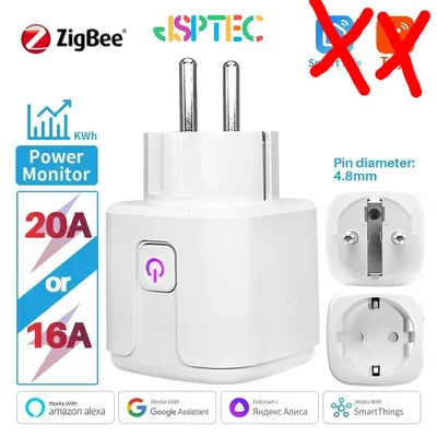Smart Plug Zigbee EU 16A/20A Smart Steckdose mit Power Monitor Timing Sprachsteuerung funktioniert mit Alexa Google Home Alice