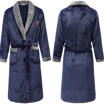PLUS GRÖßE Verdicken Warme Korallen Fleece Nachtwäsche Flanell Männer Robe Nachtwäsche Dessous Image