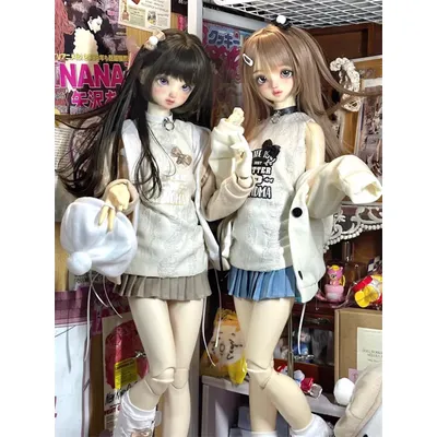 BJD Doll Clothes For 1/3 1/4 Dolls Beige White Sweater Skirt Outfit Dolls Clothing Accessories(Only Clothes No Doll)