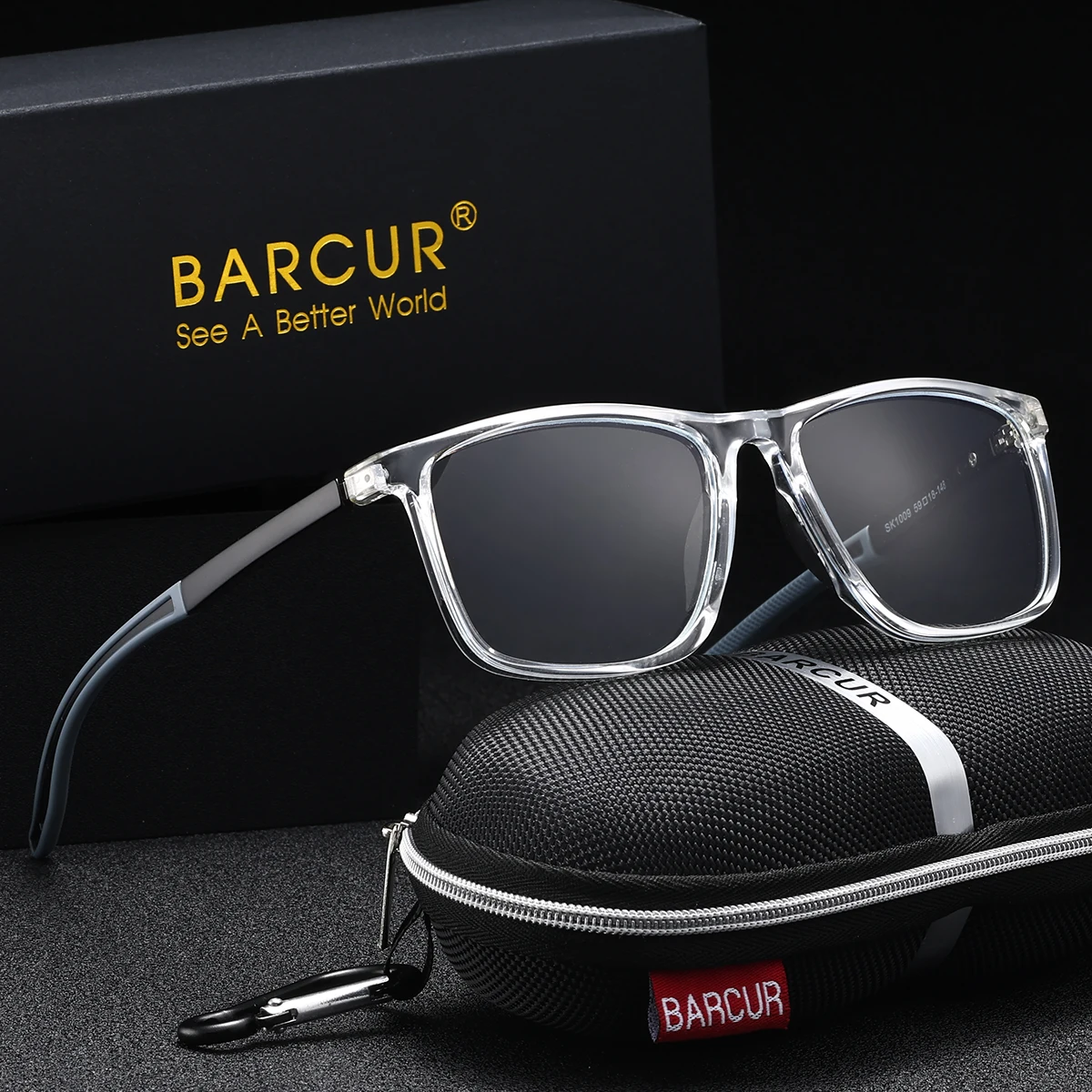 BARCUR Fashion Square PC Rahmen Lesebrille für Männer Frühling Bein Sport Presbyopie Brille Anti Blaues Licht Gläser +1,0 ~ + 3,0 Image