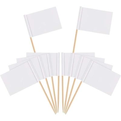 Blanko-Zahnstocher-Flaggen, Käsemarker, weiße Fähnchen, Beschriftungsmarkierung (100) Image