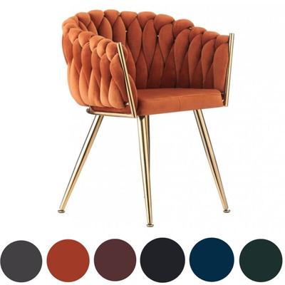 Einzelner gepolsterter Esszimmerstuhl Roma Knot aus Samt für Esszimmer, Küche – Orange Image