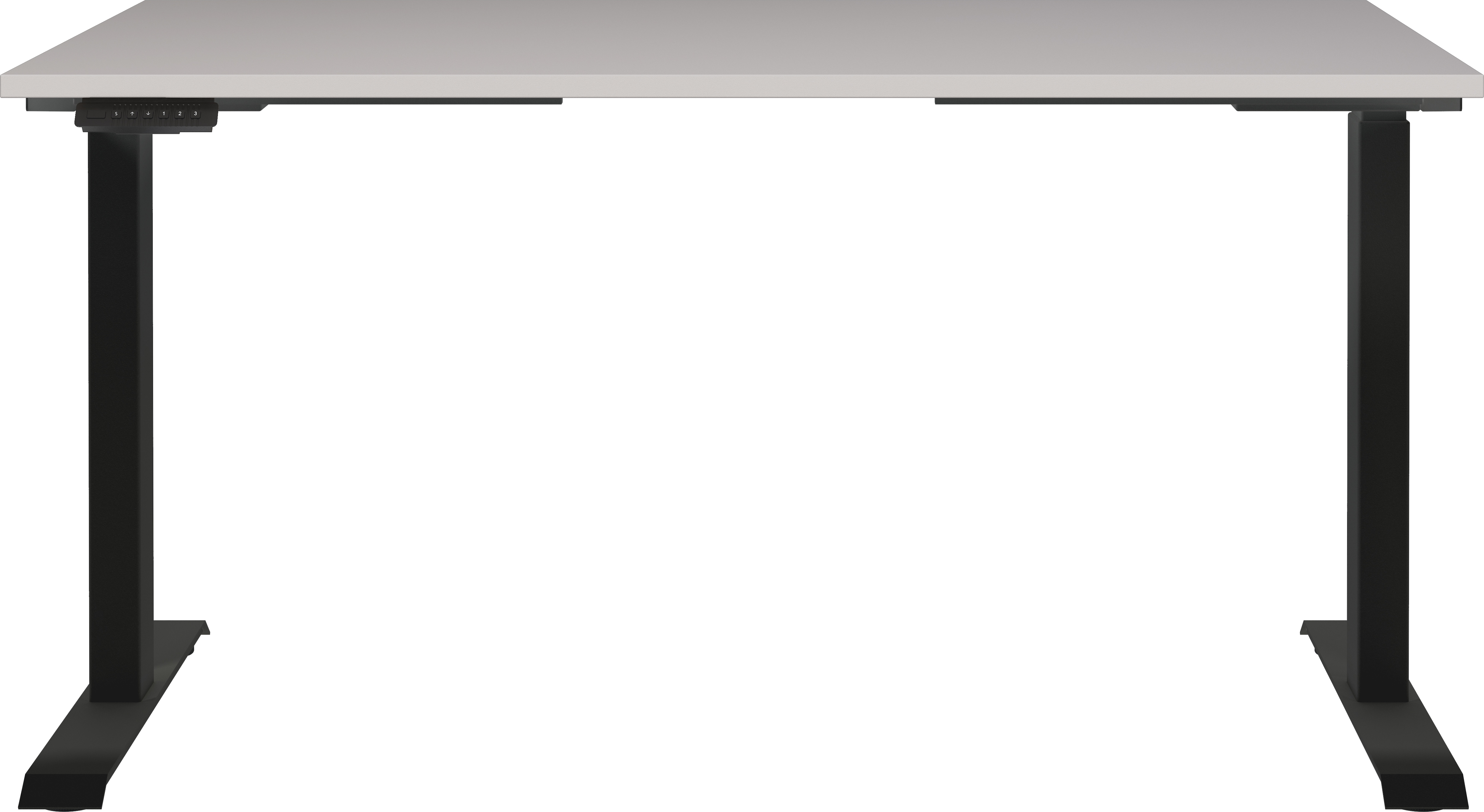 Schreibtisch GERMANIA "Lemont", braun (kaschmir, schwarz, kaschmir), B:140cm H:72cm T:80cm, Tische, Schreibtisch, Elektrisch höhenverstellbarer Schreibtisch