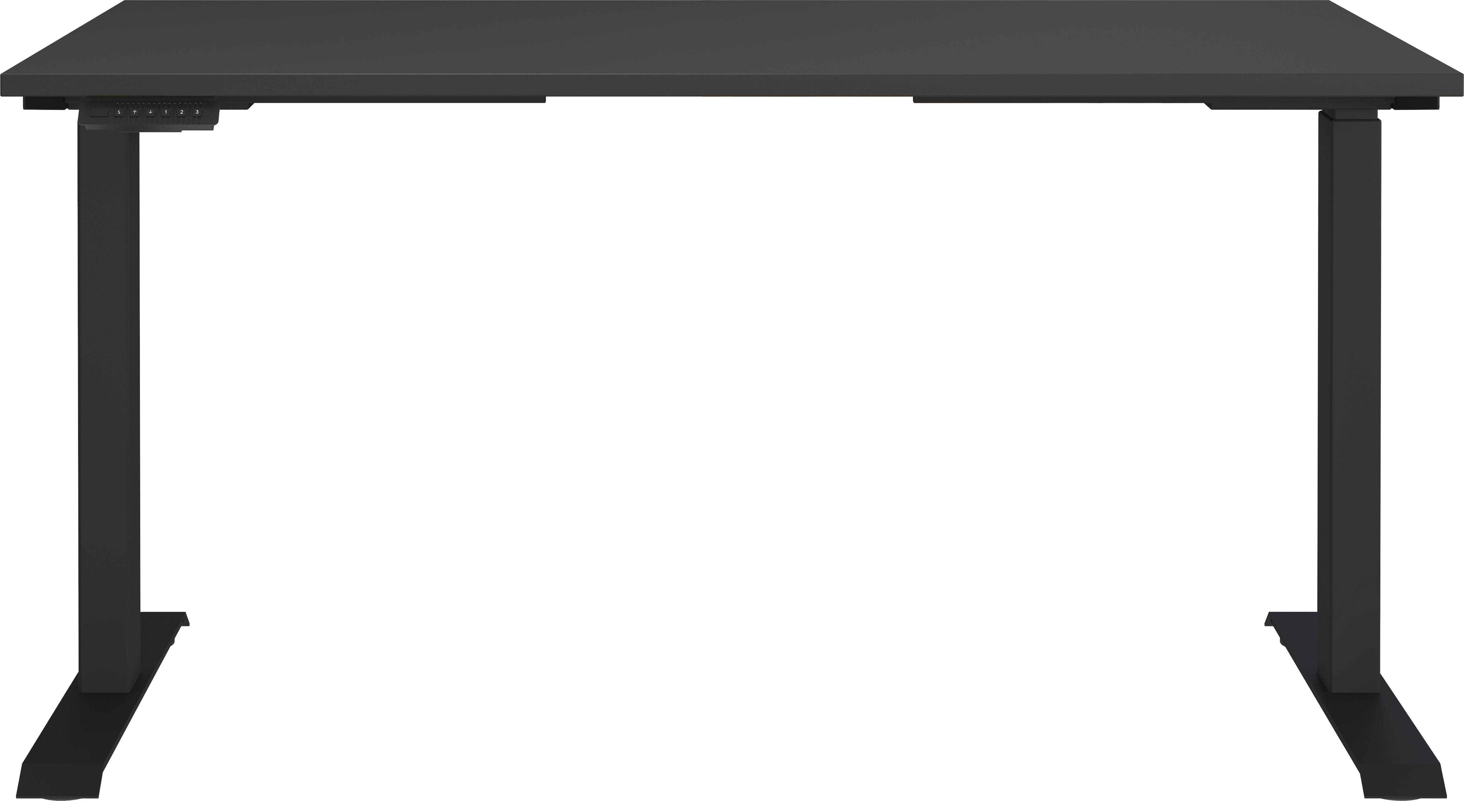 Schreibtisch GERMANIA "Lemont", grau (graphit, schwarz, graphit), B:140cm H:72cm T:80cm, Tische, Schreibtisch, Elektrisch höhenverstellbarer Schreibtisch