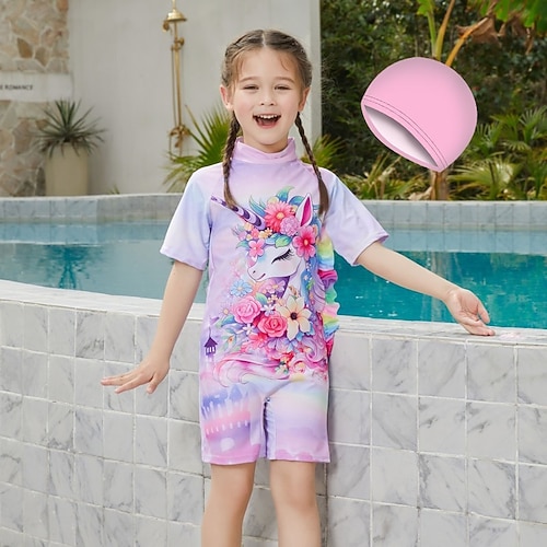kinderkleidung Mädchen Badeanzug Outdoor Party Einhorn Urlaub Modisch Badeanzüge 4 Jahre Sommer Mehrfarbig Weiß Image