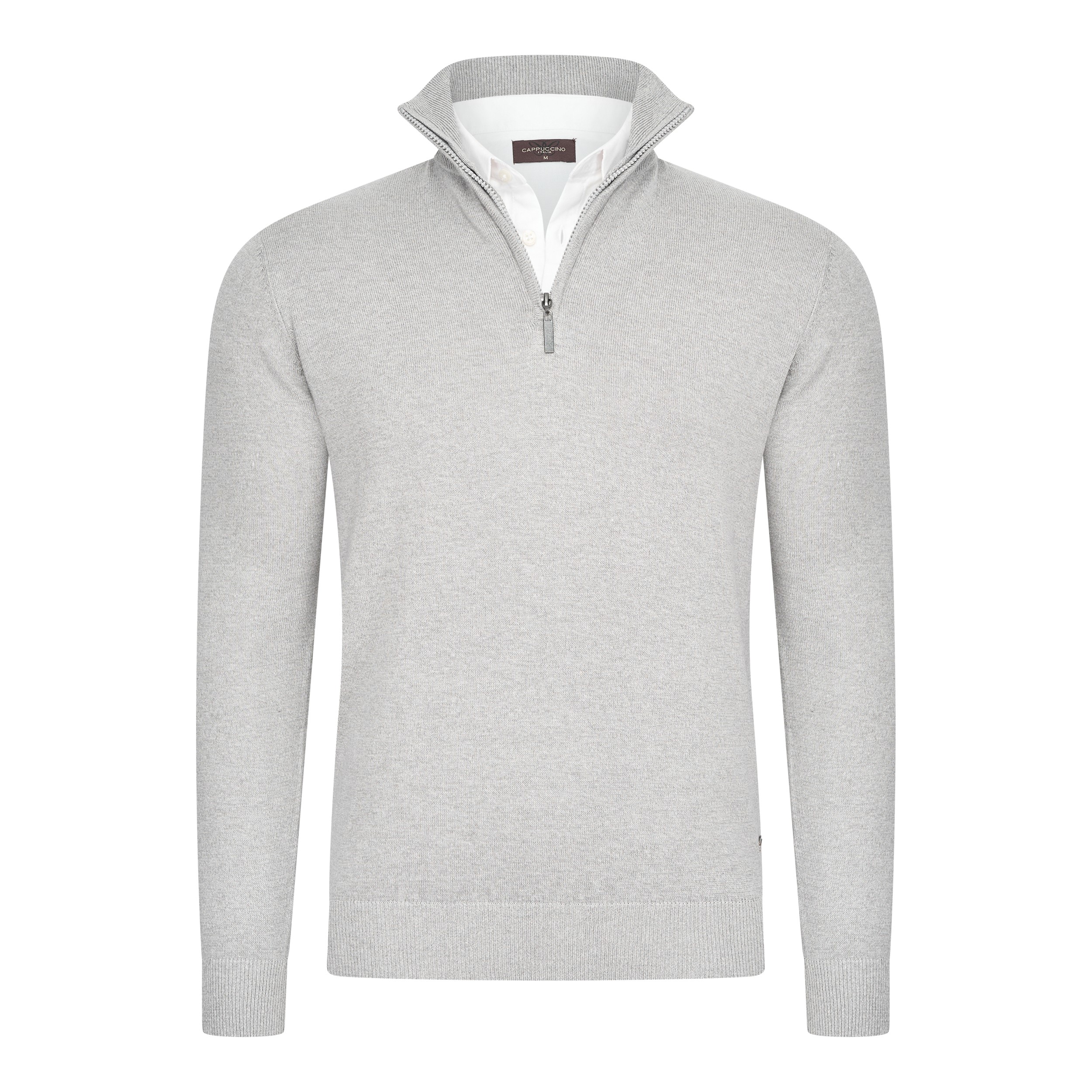 Cappuccino Italia Mock Zip Pullover für Herren. Der Pullover besteht aus 50% Baumwolle und 50% Polyester und hat eine normale Passform. Der Pullover hat einen Hemdkragen, der an den Pullover angenäht ist. Marke: Cappuccino ItaliaModellname: Mock... Image