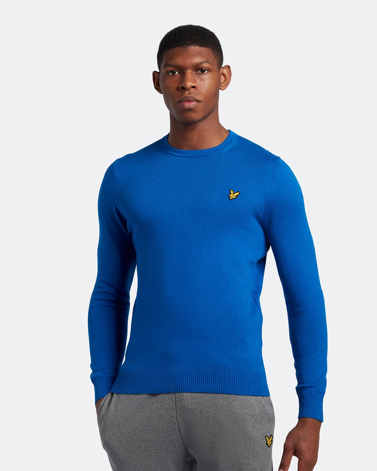Lyle & Scott Baumwolle-Merino-Pullover mit Rundhalsausschnitt in Blau Image