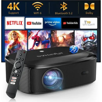 4K Projector with Wifi and Bluetooth Outdoor Movie Projector with NETFLIX/Prime Video YouTube
