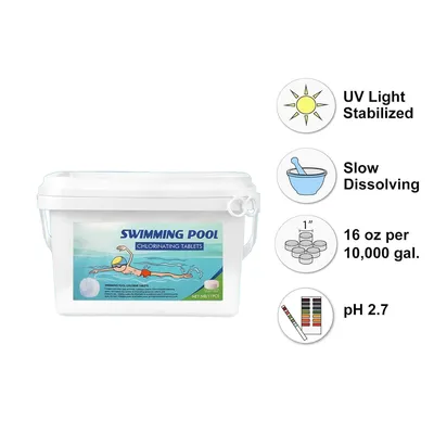 40lb 3 Inch Cleaner Tablets for Cleaning and Disinfecting Swimming Pools, Bathtubs and Spas, Slow