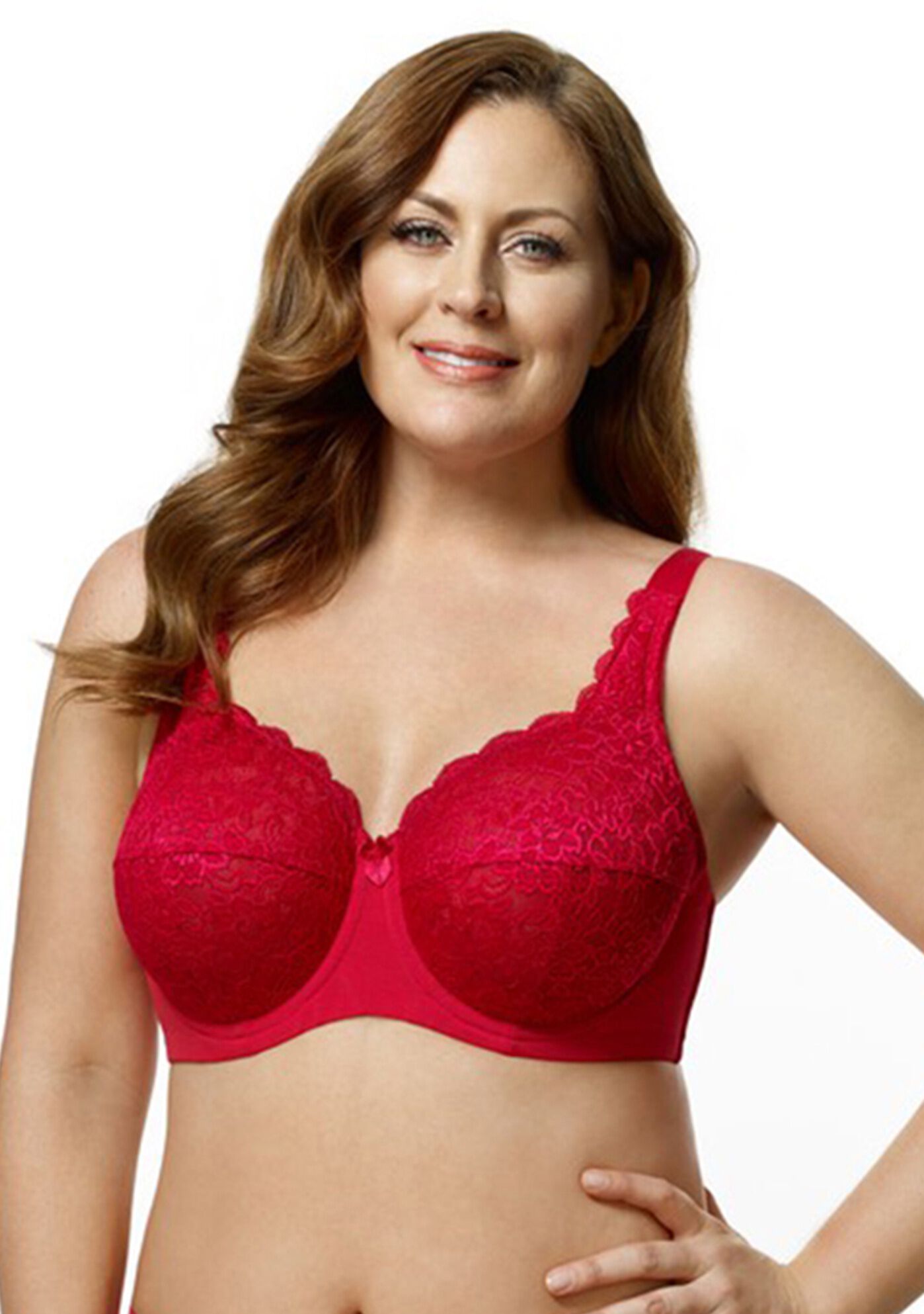 Plus Size Women's Lacey Curves Underwire Bra 2311 by Elila in Red (Size 38 K)