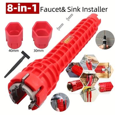TEMU 1pc Multi-functional Basin Wrench, Pp Material, Waterproof Grip, Universal Sink And Bathroom Plumbing Tool For Faucet And Valve Installation And Repair Image