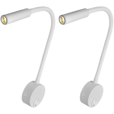 Memkey - 2er-Pack weiße Wandstrahler – Cobmontage-Nachttischlampe – Wandoberfläche, 3 w, Nachtlicht Image