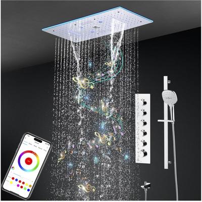 Oihpaw - Musik Unterputz Thermostat Duschsystem 64 Farben Bluetooth Duschset 600 300 mm 9 Image