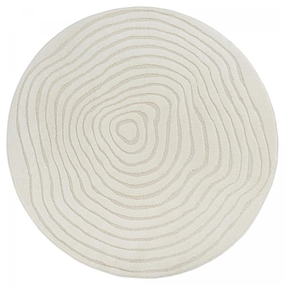 tapis rond, motif moderne et design ton sur ton, crème Ø200cm