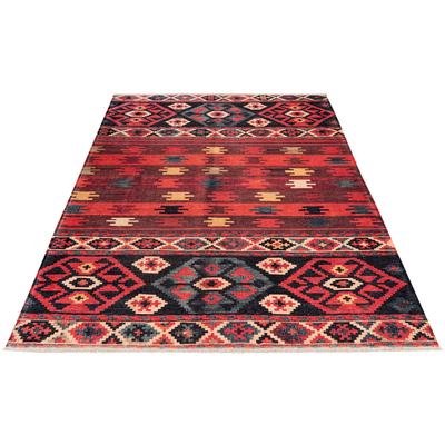 Teppich OBSESSION "My Ethno 261", bunt (mehrfarbig), B:75cm H:6mm L:150cm, Polyester, Teppiche, Fransenteppich, recycelte Materialien, mit Fransen, waschbar, In- und Outdoor geeignet Image
