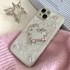 Custodia per telefono 3D Love Butterfly Flower Diamond Mirror per Iphone 16 15 14 13 12 Pro Max Plus Ins Girl Custodia rigida per PC placcatura glitterata