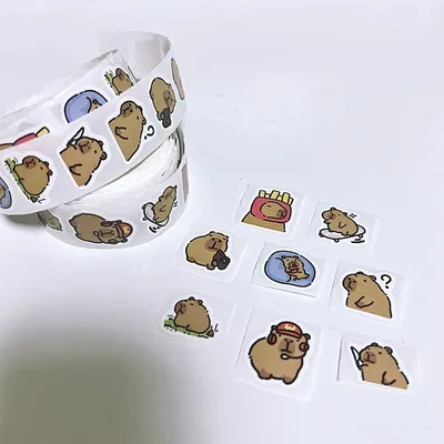 500 Stück Cartoon süße Capybara abwechslungsreiche Aufkleber Rolle für Telefon Helm Laptop Computer Image