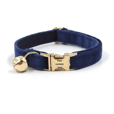 TEMU Custom Engraved Velvet Cat Collar - Personalized Name, Soft & Comfortable Purple Fabric, Golden- Clasp & Charm - Stylish & Functional Pet Accessory, Kitten Collar Image
