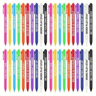 TEMU 40pcs Inspirational Pens Bulk Pens Quotes Motivational Pens Ballpoint Pens With Stylus Tip Fine Point Smooth Writing Pens Positive For Men Women Office Writing Pens, Image