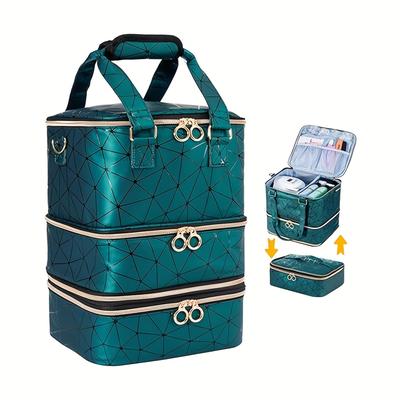 TEMU Leopard Print Nail Polish Organizer Bag - Holds 60 Bottles, Storage Case With Multiple Compartments For Nail Supplies, Ideal For Women's Nail Art, Nail Tech Gift, Nail Art Accessories
