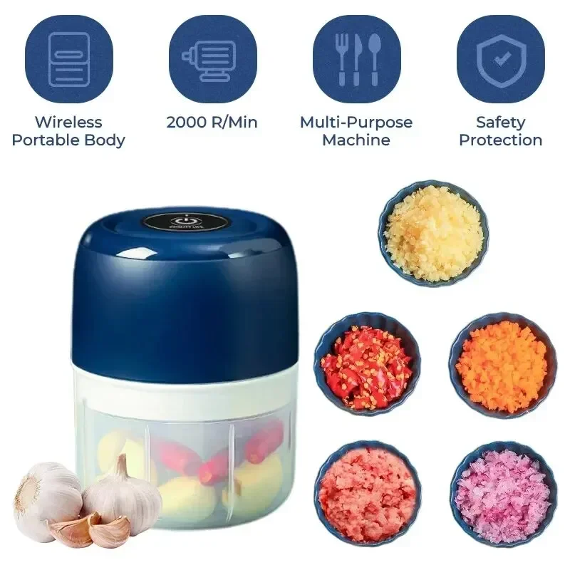 250 ml Mini Knoblauch Gemüse Grinder Chopper Fleischwolf Presse 3-klingen Haushalt KitchenTools Pfeffer Hilfs Küchenmaschine Maschine Image