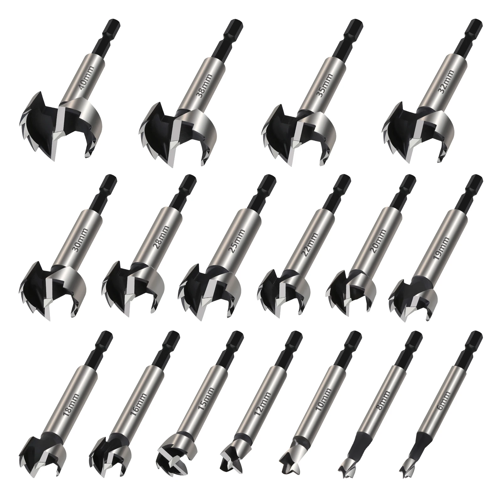 Versery 1 Stück 6–40 mm Forstner Holzbearbeitungswerkzeuge Lochsäge Scharnier Bohrbohrer 1/4 Zoll (6,35 mm) Sechskantschaft Hartstahlschneider Image