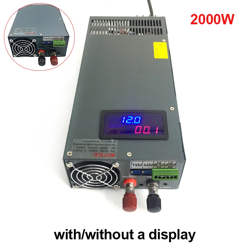 2000W Schaltnetzteil SMPS AC-DC 0-12V 24V 36V 48V 60V 72V 80V 90V 110V 220V 300V 350V mit oder ohne Display S-2000 Image