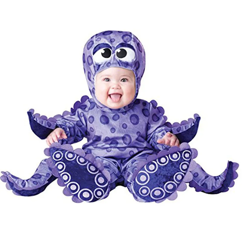 Karneval Halloween Outfits Lila Oktopus Baby Jungen Mädchen Kostüm Tier Strampler Overall Kleinkinder Säuglingskleidung Image