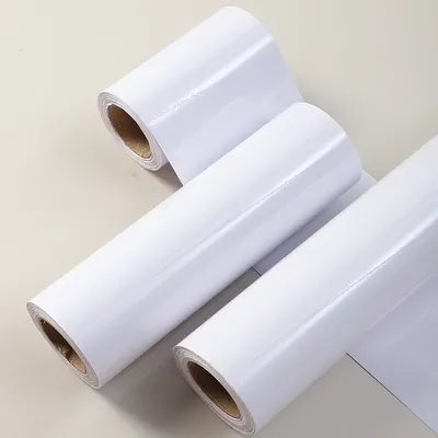 1 Rolle, PVC-Tapete, selbstklebend, ölbeständig, Küchenwandaufkleber, reinweißer Aufkleber/Tapete, Möbel- und Schrankfolie Image