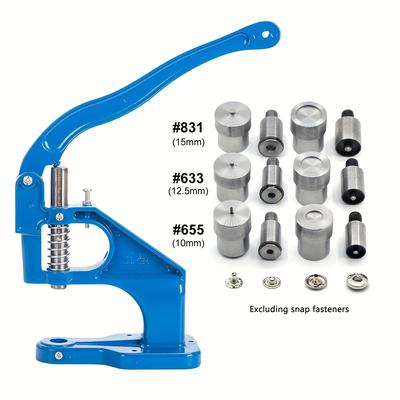 TEMU Heavy-duty Metal Snap Fastener Press Machine With Multiple Attachments - Manual Hand Press Punch Tool For Secure Button Attachment