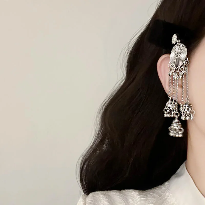 Ethnische Metallglocke Quaste Samt Stirnbänder Hohe Schädel Top Licht Luxus Mode Vielseitig Temperament Haarschmuck für Frauen Image