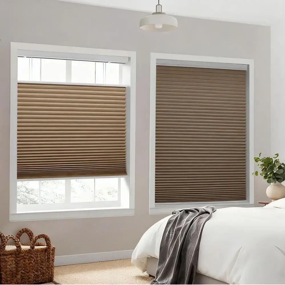 Blackout Honeycomb Shades Kabellos oben und unten unten – energiesparende, isolierte, individuelle Jalousien für Windows Image