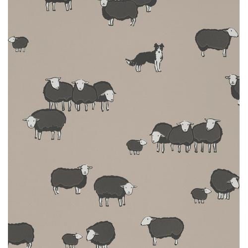 Little Greene 'Nip & Lassie - Slaked Lime - Dark' - Neutral Wallpaper