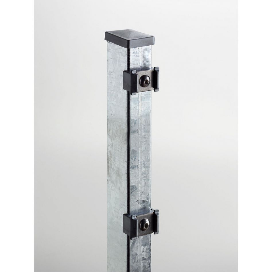 Pfosten Doppelstabmattenzaun mit Klemmplatten verzinkt zum Einbetonieren, 1430 mm