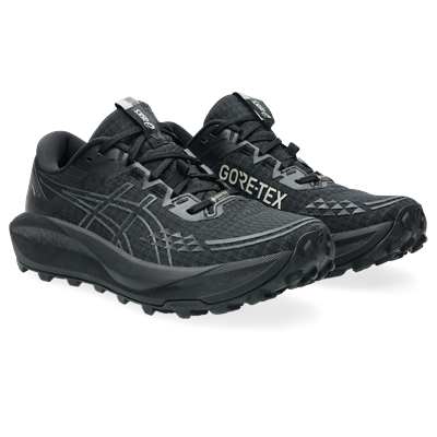 Trailrunningschuh ASICS "GEL-TRABUCO 13 GORE-TEX", Gr. 39, schwarz (schwarz, graphite grau), Textil, Synthetik, sportlic