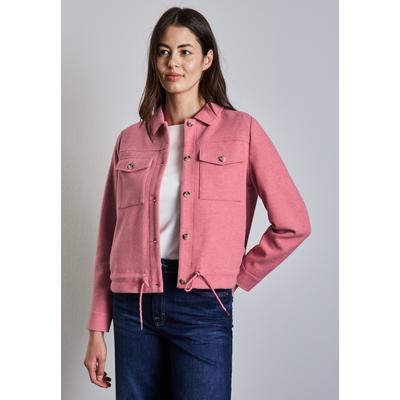 Kurzjacke STREET ONE, Damen, Gr. 40, rosa (sugar coral meliert), Stoff, 90% Polyester, 10% Viskose, unifarben, casual, gerade normal, V-Ausschnitt, Langarm Bündchen, Jacken, mit Tunnelzug am Saum Image