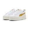 Sneaker PUMA "Mayze Lux Sneakers Damen", Gr. 40.5, weiß archive gold gelb, Obermaterial: Kuhleder, Synthetik; Futter: Textil; Innensohle: Textil; Laufsohle: Gummi, Schuhe