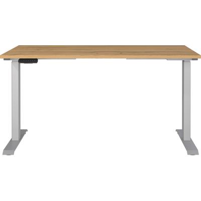 Schreibtisch GERMANIA "Jet, elektrisch höhenverstellbar", beige (grandson, eiche, nachbildung, silber, silber, grandson, eiche, nachbildung), B:140cm H:72cm T:80cm, Tische, moderne Farbvariationen, Breite 120/140/160/180 cm, Made in Germany Image