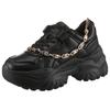 Plateausneaker BUFFALO "BLISS CHIN", Damen, Gr. 37, schwarz (schwarz, gold), Lederimitat, modisch, Schuhe, Chunky Sneaker, Freizeitschuh mit angesagter Zierkette