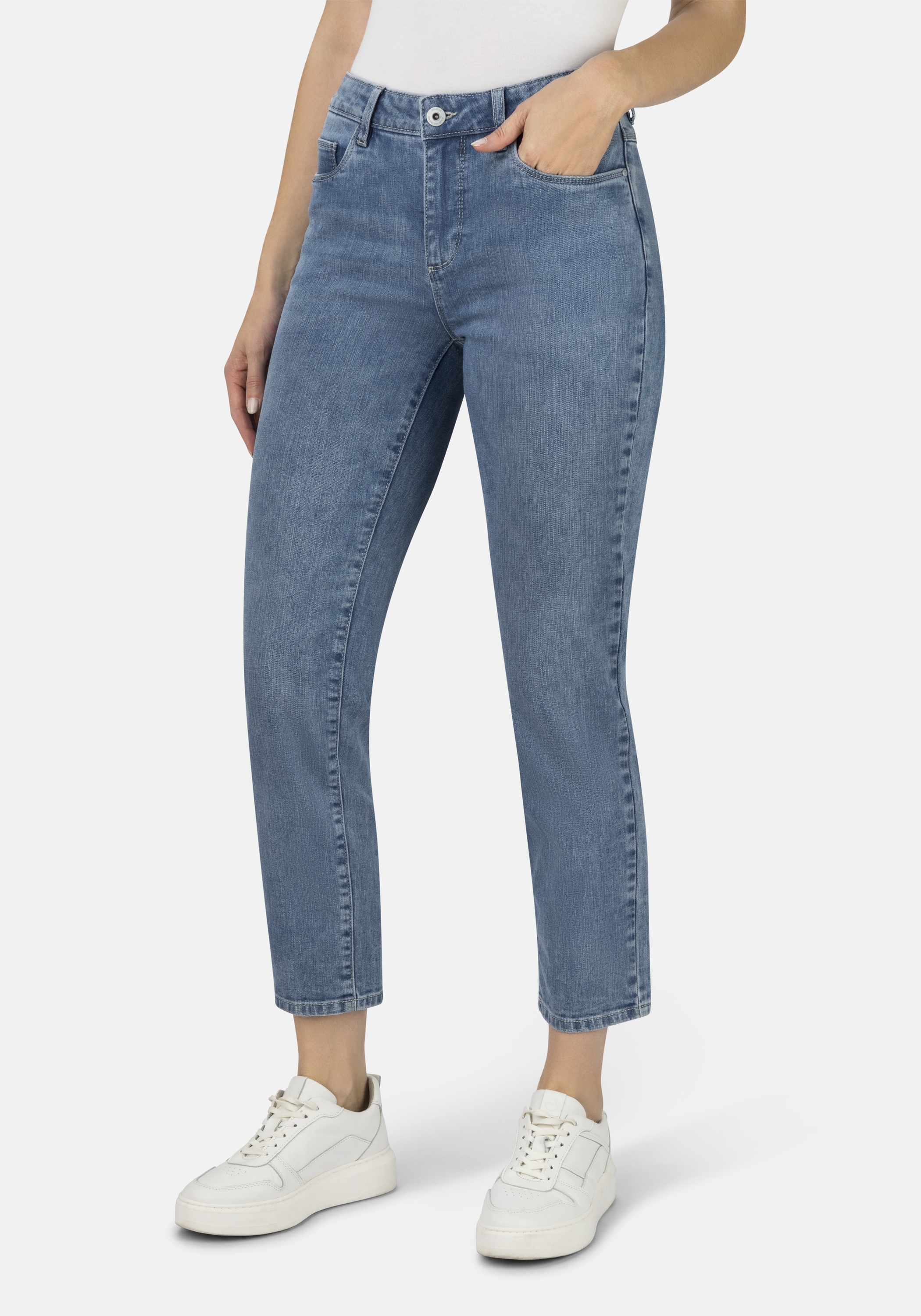 5-Pocket-Jeans STOOKER WOMEN "Straight Fit Zermatt Denim", Damen, Gr. 42, Länge 30, blau (light blau random), Denim/Jeans, 99% Baumwolle, 1% Elasthan, straight fit lang, Jeans 5-Pocket-Jeans, Straight Fit Casual Clean Wash Denim Jeans für Damen