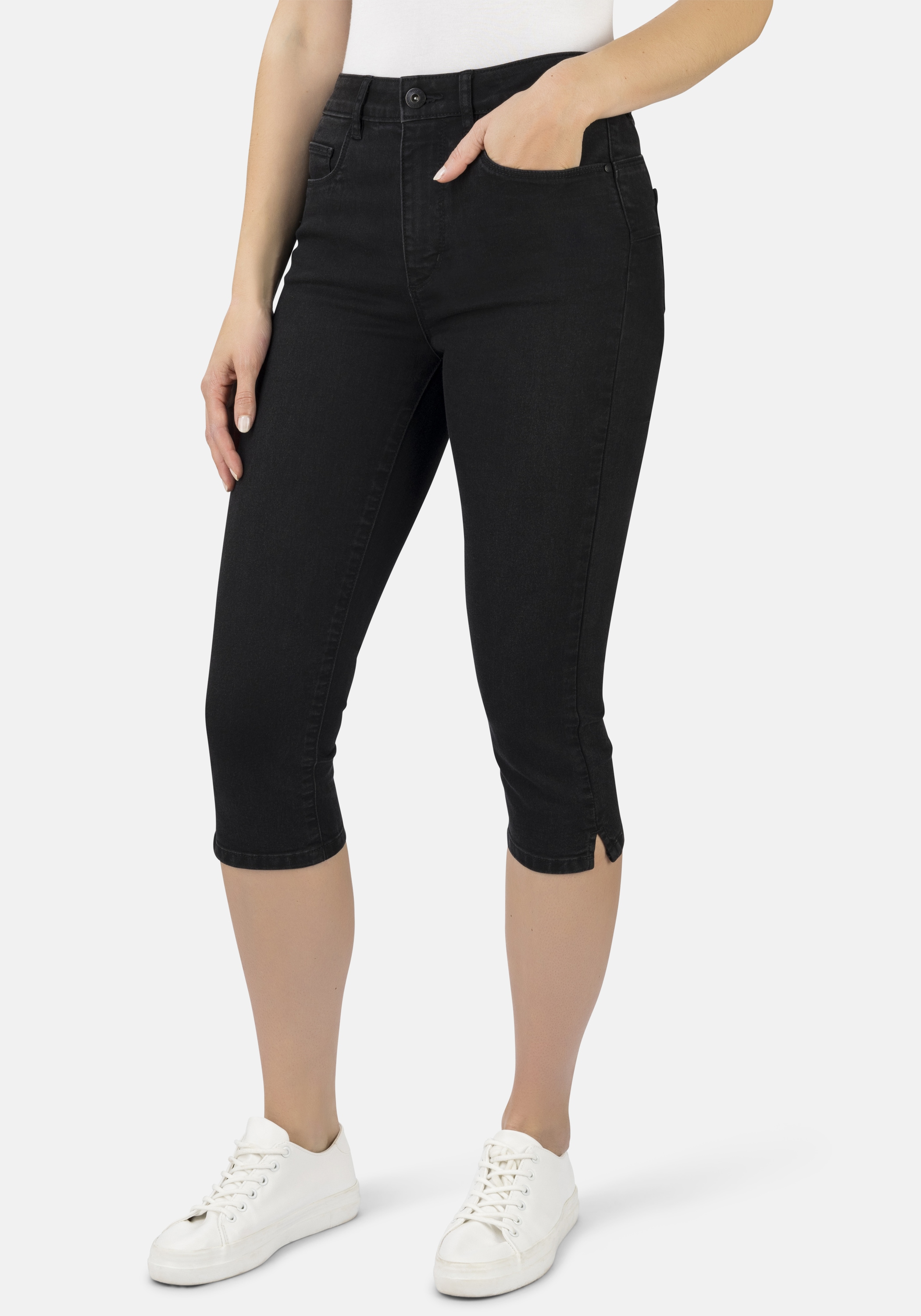 7/8-Jeans STOOKER WOMEN "Capri Denim Skinny Fit", Damen, Gr. 46, Länge 19, schwarz (schwarz denim), Denim/Jeans, 78% Baumwolle, 20% Polyester, 2% Elasthan, skinny fit 7/8-Länge, Jeans, Skinny Fit Casual Clean Wash Denim Jeans Magic Shape Effekt für...