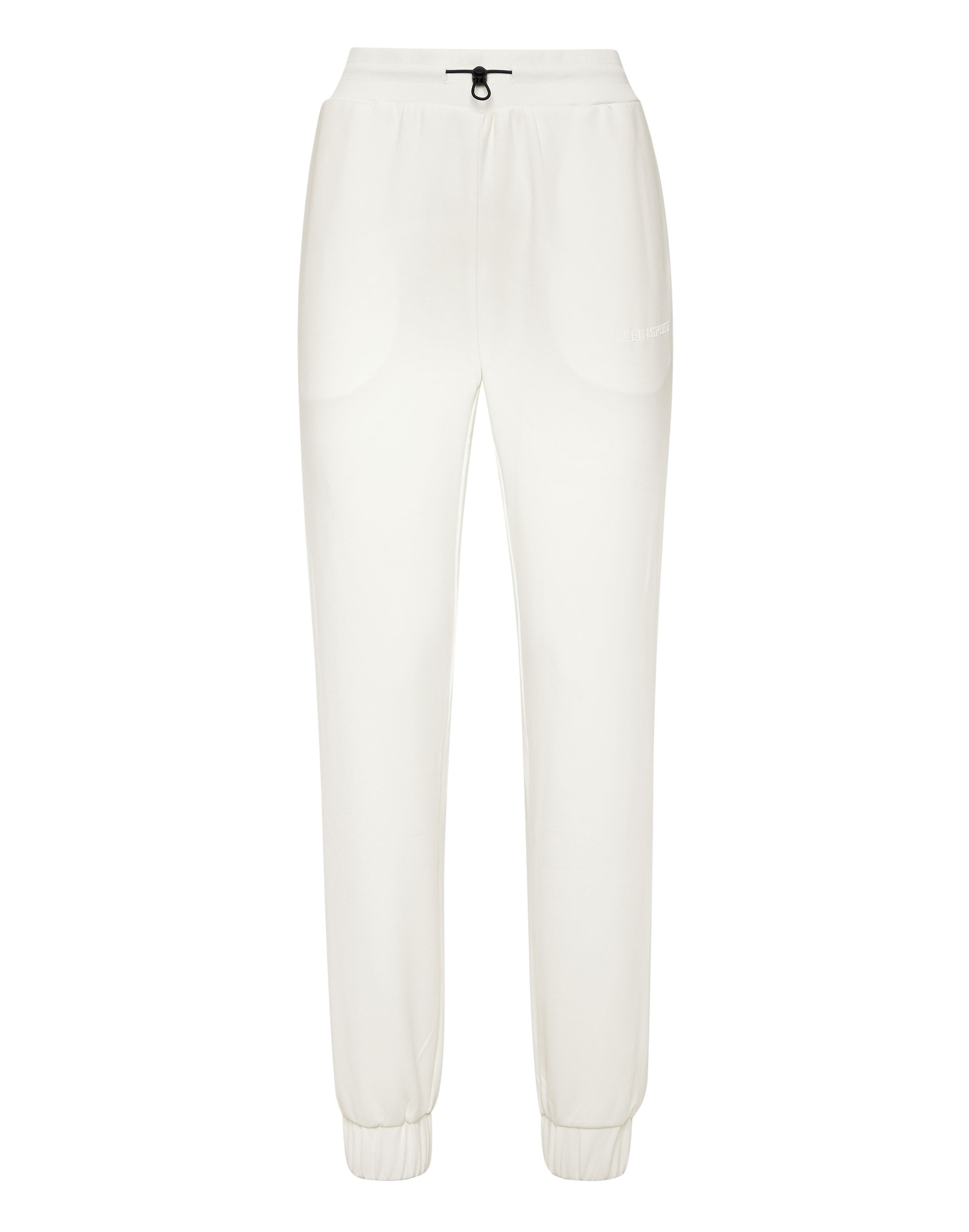 Jogginghose PLEIN SPORT "Jogginghose", Damen, Gr. XS, US-Größen, weiß (01, weiß), Obermaterial: 48% Polyester, 24% Baumwolle, 23% Modal, 5% Elasthan, Hosen Jogginghose