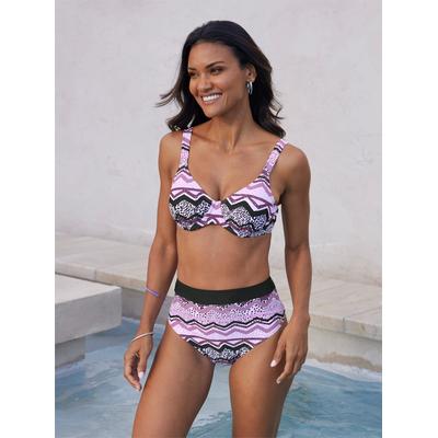 Bügel-Bikini-Top FEEL GOOD, Damen, Gr. 44, Cup D, lila (violett, schwarz, bedruckt), Elasthan, Polyamid, Bikini-Oberteile Image