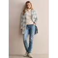 Langmantel CECIL, Damen, Gr. XXL (46), blau (strong mint), Stoff, 100% Polyester, kariert, casual, gerade hüftbedeckend, V-Ausschnitt, Langarm Bündchen, Mäntel, mit aufgenähten Taschen