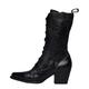 Ladies Vintage Booties - Ladies Cowgirl Cowboy Boots Plush Lined Boots Breathable Lace Up Shoes Classic Side Zipper Boot Flat Heel Hardwearing Sole Business/Work/Dance Black