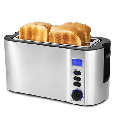 Elite Cuisine ECT4405 4-Slice Digital, Stainless Steel Long-Slot Toaster