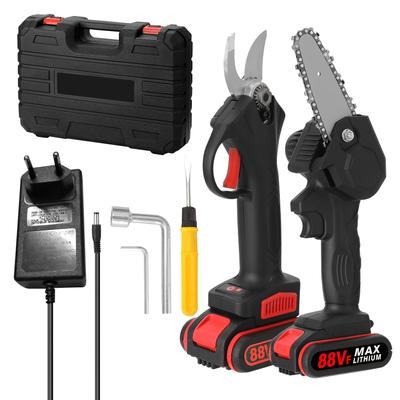 TEMU 21v Brush Chainsaw, Cordless Electric Brushless Pruning Shears With 2pcs Battery, , Screwdriver And S-leeve, Professional Cahinsaw Woodworking Tool Set For Garden Image